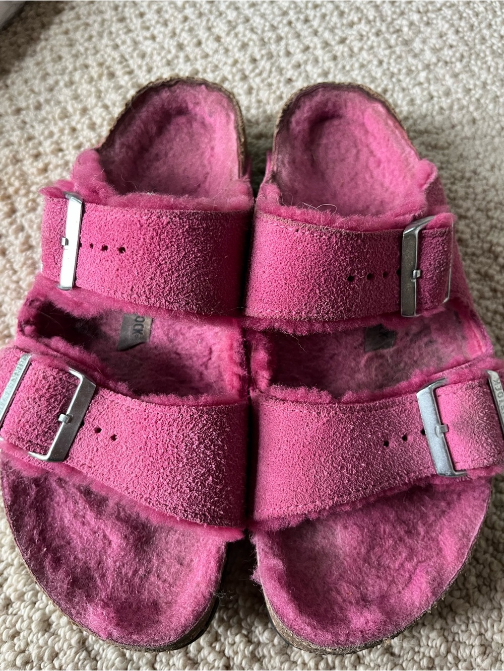 Birkenstock Arizona Pink Shearling Sandals